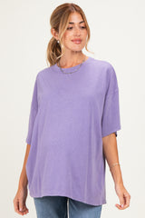 Dusty Purple Oversized Mineral Wash Maternity T-Shirt