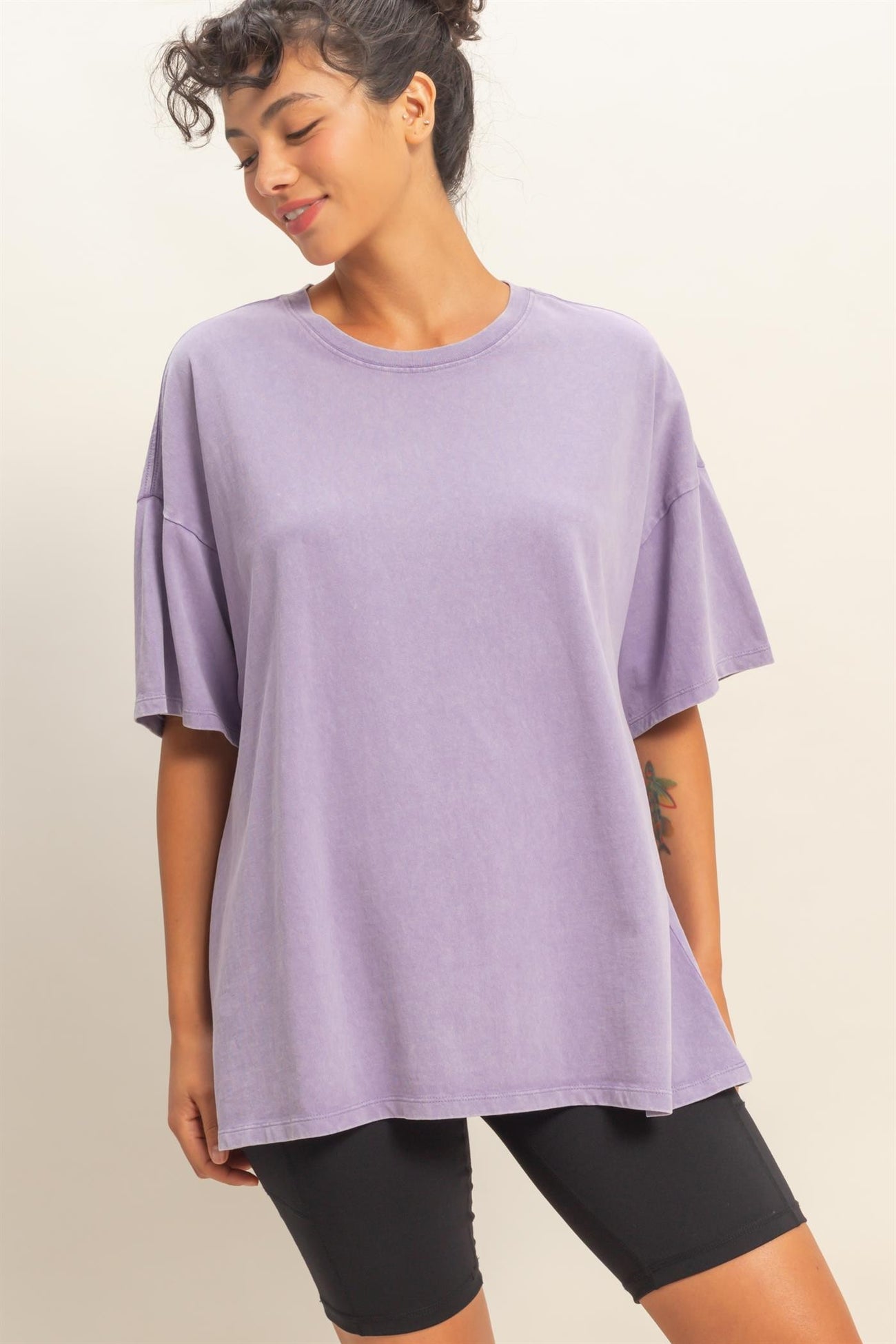 Dusty Purple Oversized Mineral Wash Maternity T-Shirt