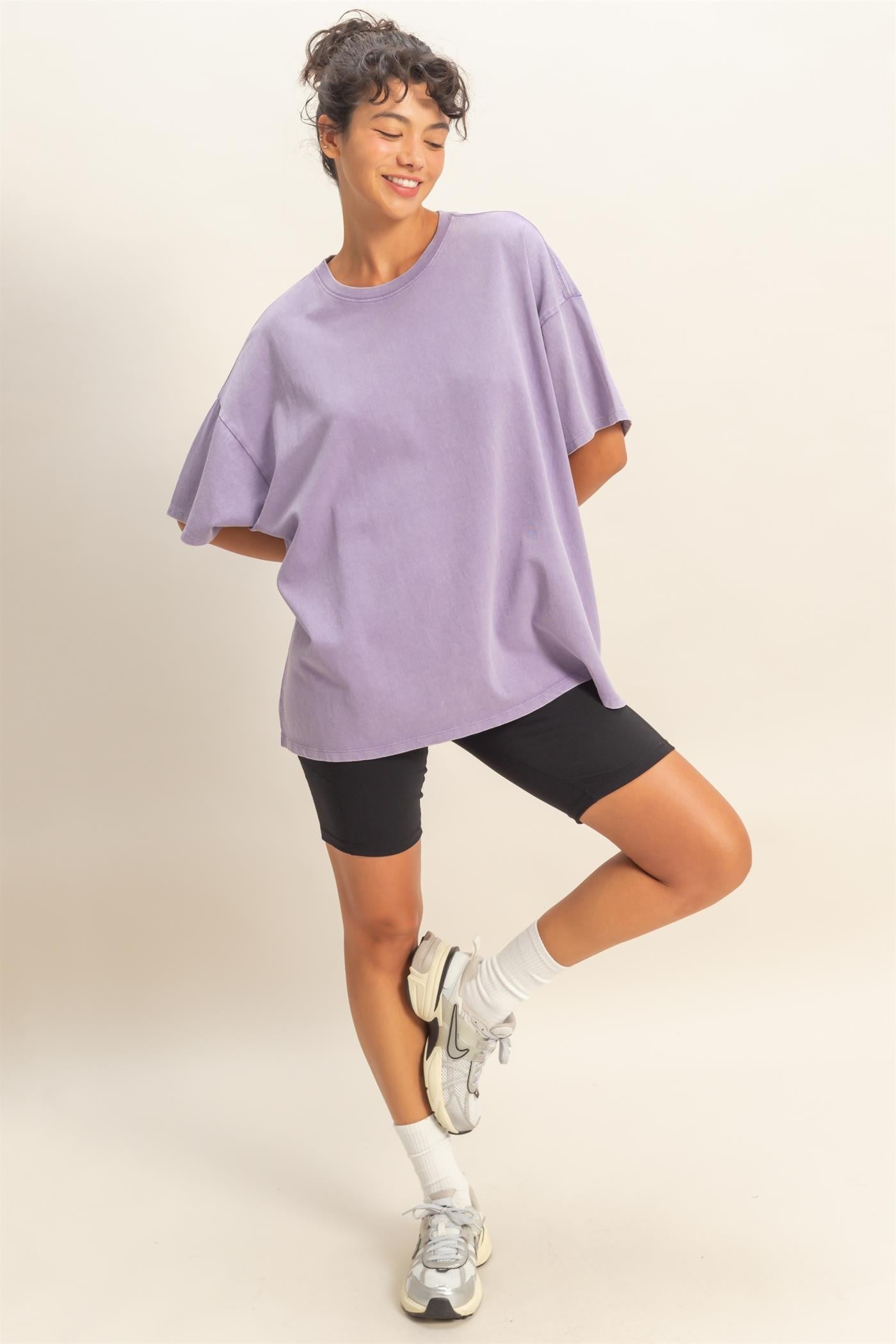 Dusty Purple Oversized Mineral Wash T-Shirt