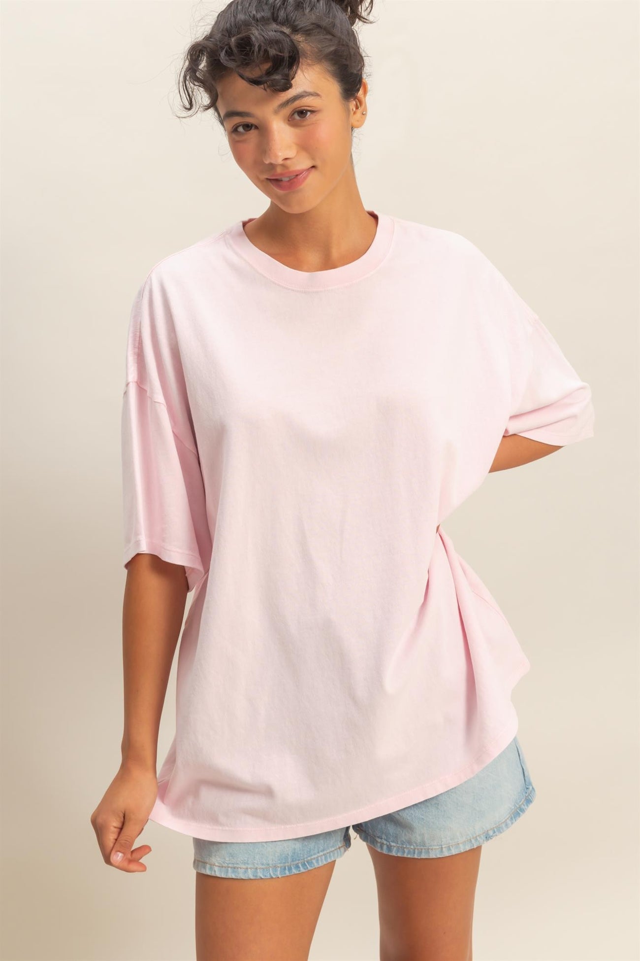Soft Pink Oversized Mineral Wash Maternity T-Shirt
