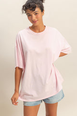 Soft Pink Oversized Mineral Wash Maternity T-Shirt