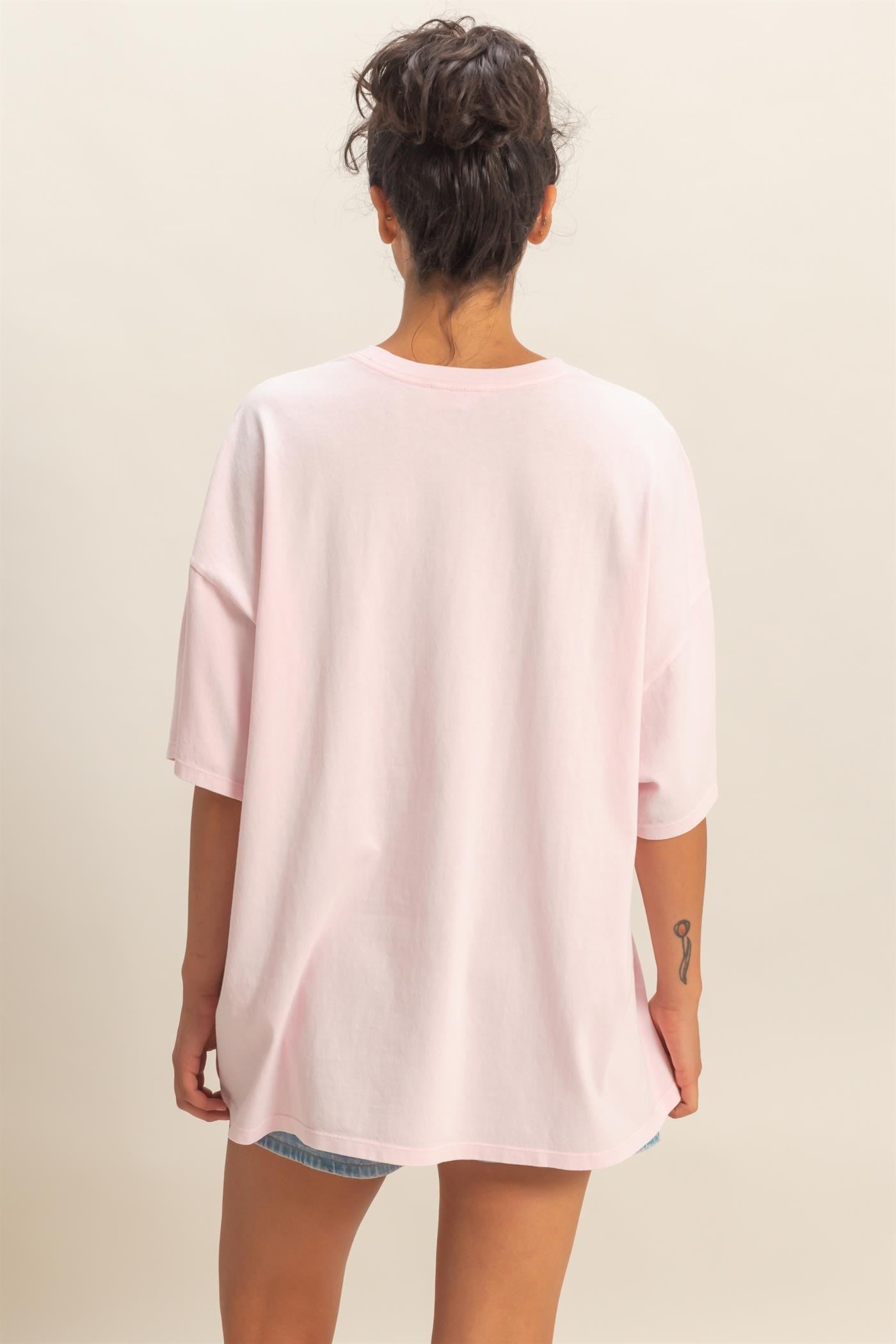 Soft Pink Oversized Mineral Wash T-Shirt