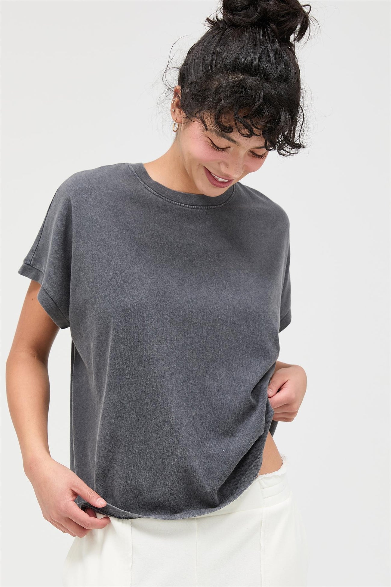 Charcoal Mineral Wash Boxy Fit Maternity T-Shirt