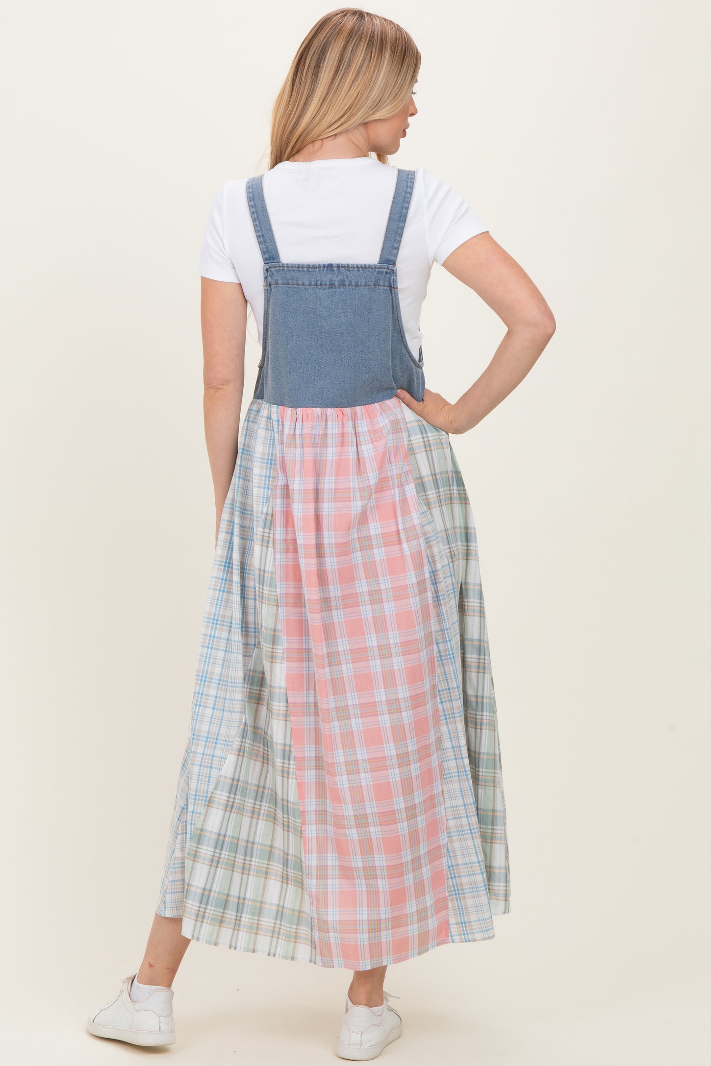 Multicolor Plaid Overall Maxi Dress