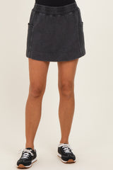 Black Mineral Wash Pocket Skort