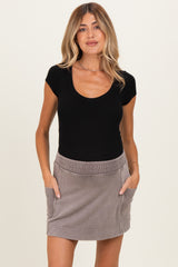 Mocha Mineral Wash Pocket Maternity Skort