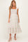 Pink Floral Smocked Sleeveless Maternity Midi Dress