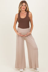 Ash Mocha Smocked Waist Wide Leg Maternity Pants