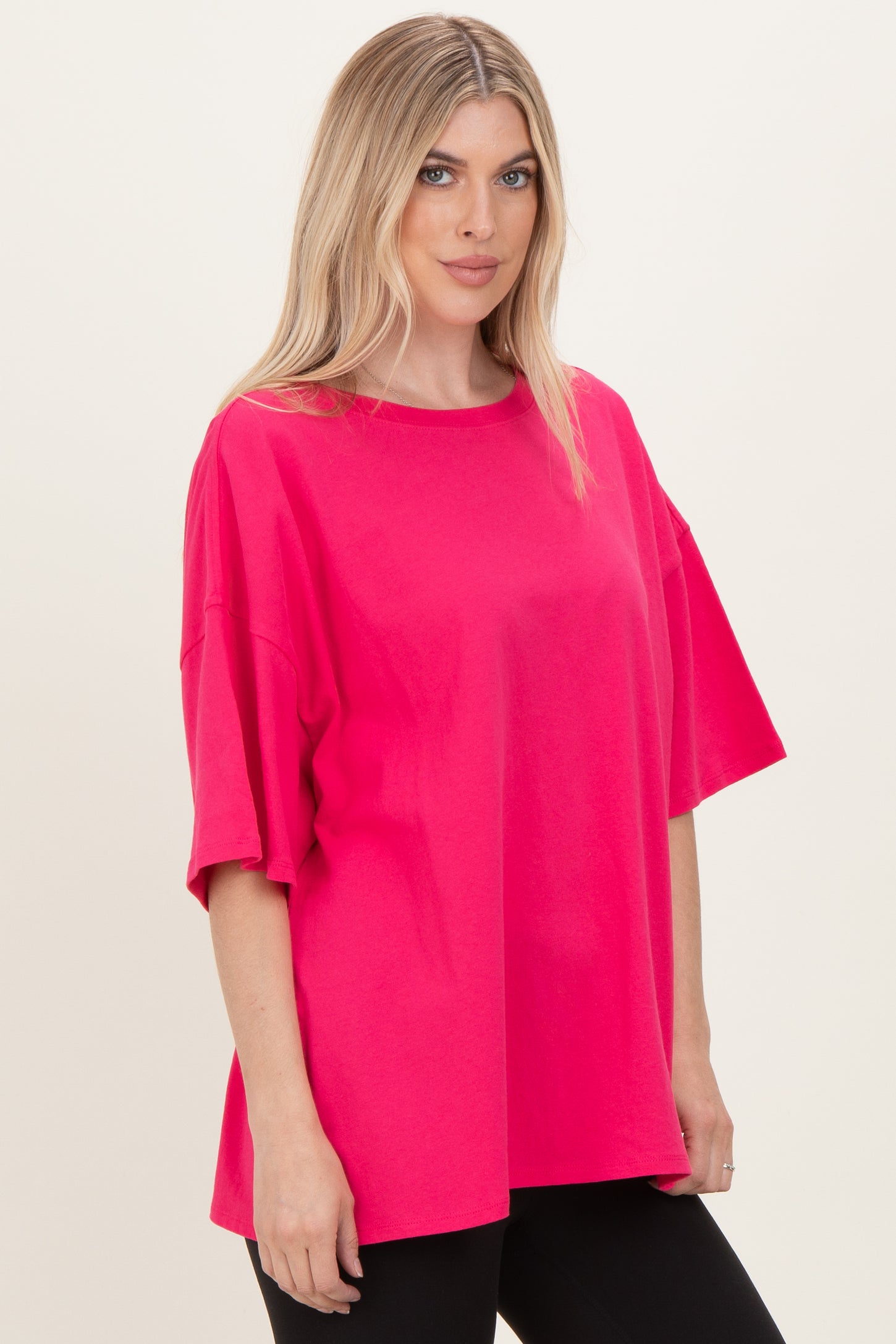 Hot Pink Cotton Oversized Tee