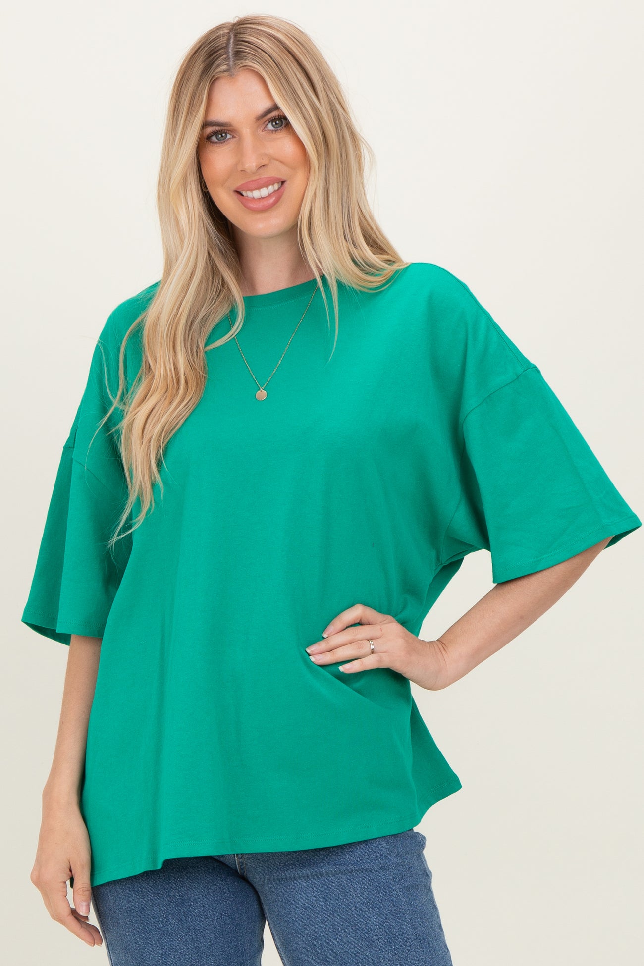 Kelly Green Cotton Oversized Maternity Tee