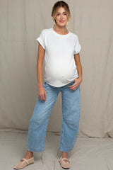 Light Blue Vintage Wash Barrel Leg Maternity Jeans