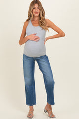 Blue Medium Wash Ankle Straight leg Maternity Jeans