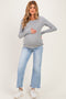 Light Blue Fringe Hem Ankle Wide Leg Maternity Jeans