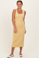 Yellow Sleek Floral Jacquard Bodycon Midi Dress