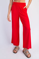 Red Ankle Wide Leg Pants