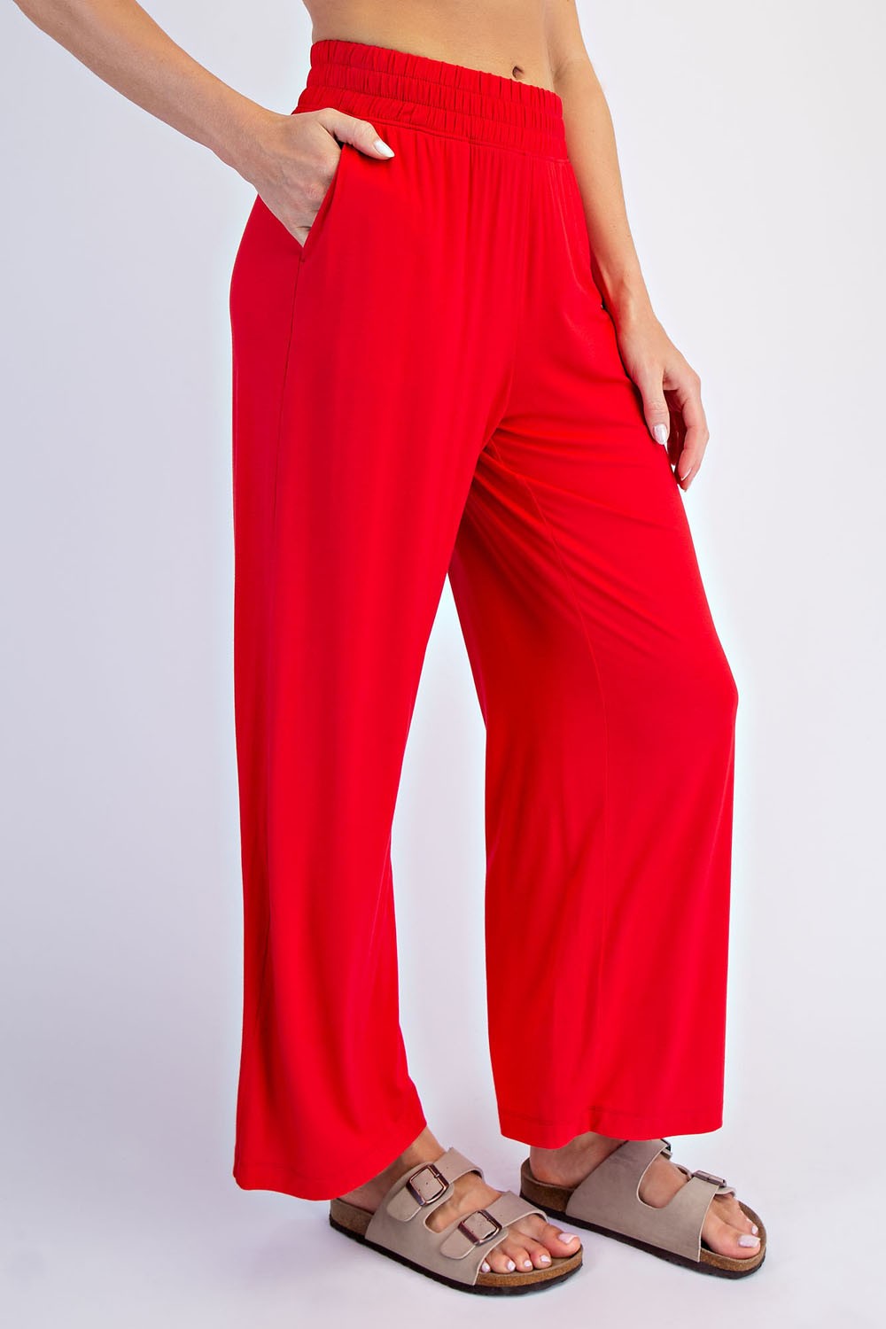 Red Ankle Wide Leg Pants