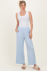 Light Blue Ankle Wide Leg Maternity Pants