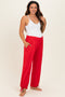 Red Crossover Waist Maternity Pants