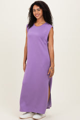 Lavender Sleeveless Side Slit Midi Dress