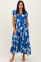 Royal Blue Floral Crochet Lace Accent Midi Dress