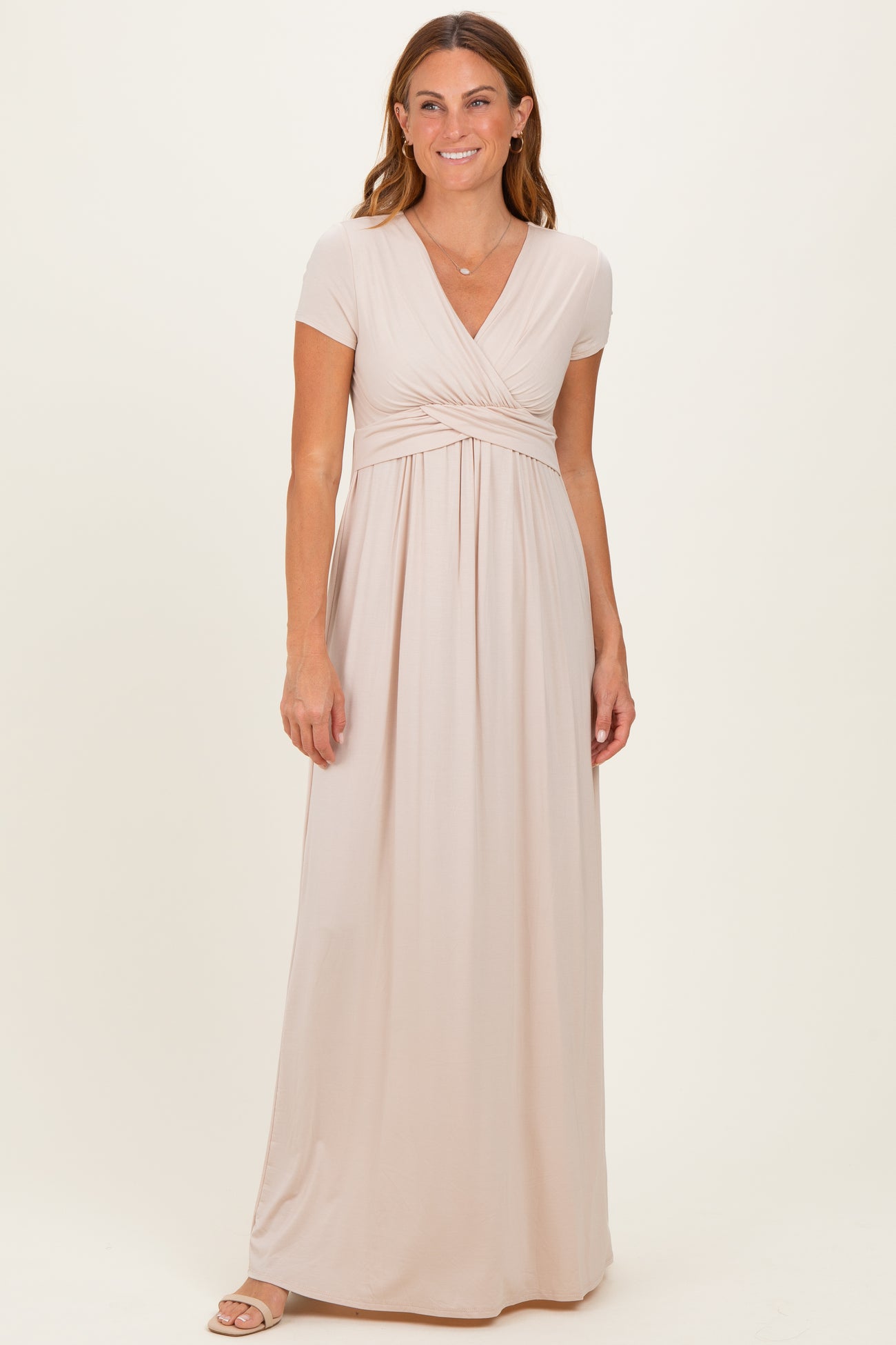 PinkBlush Coco Draped Maternity/Nursing Maxi Dress