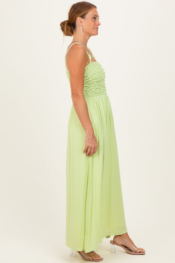 Lime Textured Smocked Maxi Dress