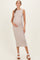 Mocha Striped Boat Neck Sleeveless Maternity Midi Dress