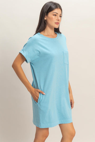Aqua Blue T-Shirt Mini Dress
