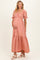 Rose Pink Open Back Ribbon Tie Maternity Maxi Dress