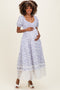 Light Blue Floral Smocked Maternity Maxi Dress