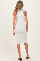 Ivory Ribbed Sleeveless Maternity Dress