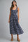 Navy Bandana Print Crisscross Back Midi Dress