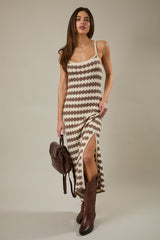 Mocha Knit Striped Sleeveless Dress