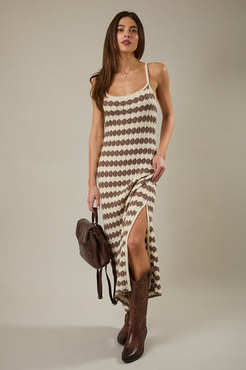Mocha Knit Striped Sleeveless Dress