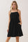 Black Linen Blend Bead Detail Mini Dress