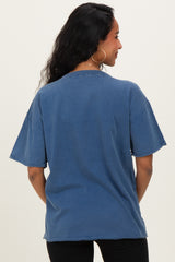 Light Navy Vintage Wash Raw Edge Pocket Maternity T-Shirt