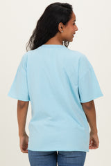 Light Blue Vintage Wash Raw Edge Pocket Maternity T-Shirt