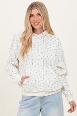 Blue Floral French Terry Maternity Hoodie