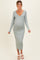 New Sage V-Neck Long Sleeve Fitted Maternity Maxi Dress