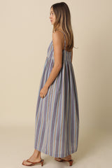 Multicolor Striped Sleeveless Maxi Dress