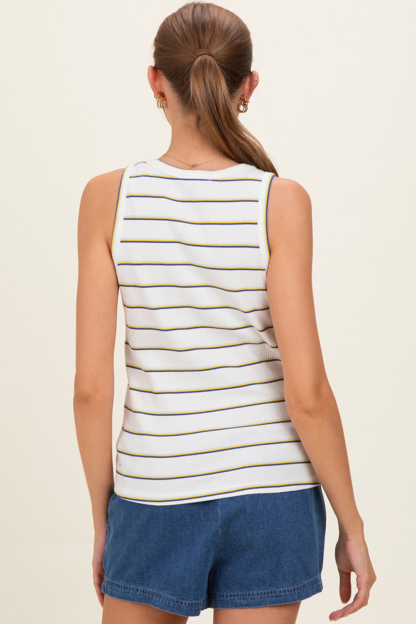 Ivory Multi Striped Maternity Tank Top