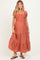 Mauve Tiny Floral Smocked Puff Sleeve Maternity Maxi Dress