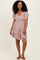 Lavender V Neck Smocked Bodice Floral Print Dress