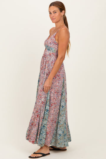 Multi V Neck Twist Front Cut Out Maxi Dress