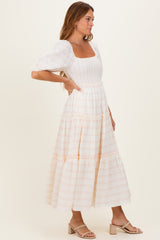 Pink Soft Floral Smocked Maxi Dress