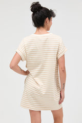 Taupe Striped T-Shirt Mini Dress