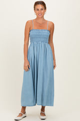 Light Chambray Smocked Midi Dress