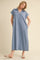 Denim Blue Collared Oversized Midi Dress