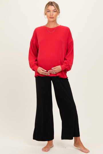 Red Oversized Cutout Back Maternity Sweatshirt