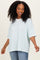 Light Blue Oversized Striped Short Sleeve Top
